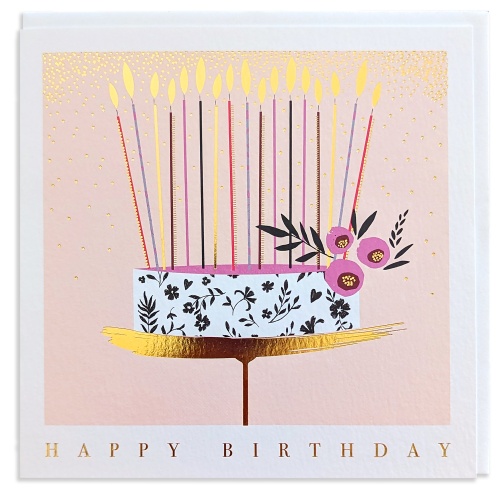 Lavish Berry Cake with Candles Birthday Card